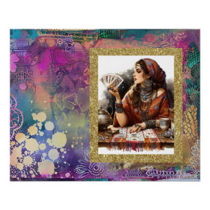 Poster *~* A100. Lecteur de carte psychique Boho Gypsy Wo