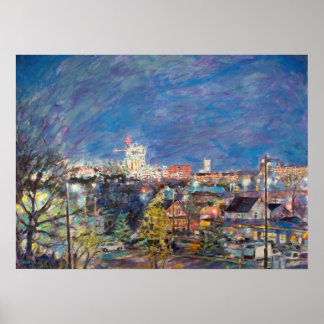 POSTER A2 SKYLINE NIGHT VIEW