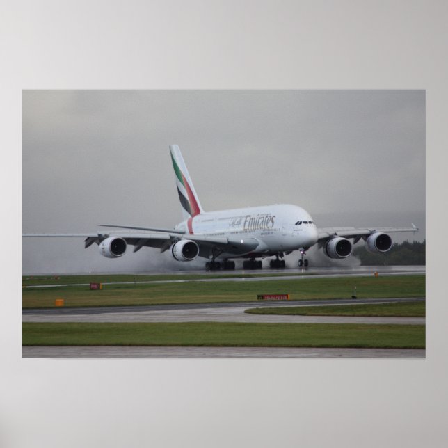 Poster A380 Atterrissage à Manchester (Devant)