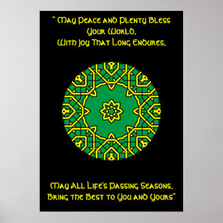 Poster A42 Celtic Kaleidoscopic Mandala - Irish Blessing.