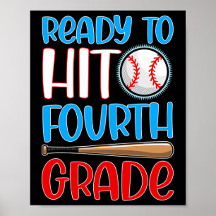Poster À Atteindre 4e année de baseball Lover Retour à l'