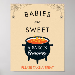 Poster A Baby Is Brewing Halloween Baby Shower Favor Post