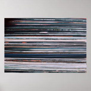 Poster A background consisting of a stack of records in t