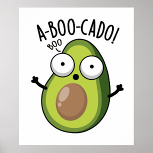Poster A-boo-cado Drôles de jeux de mots Avocat Épouvante