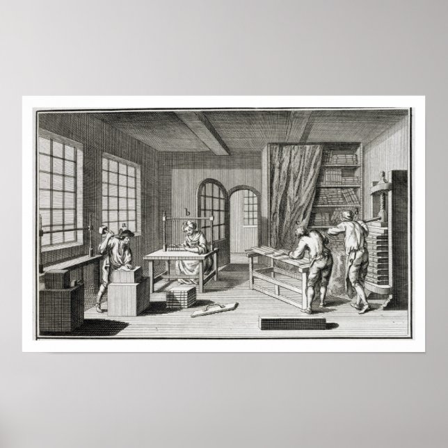Poster A bookmaker's workshop, from the 'encyclopedie (Devant)