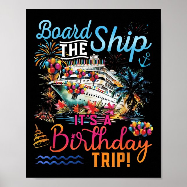 Poster À Bord Du Navire C'Est Un Anniversaire Voyage Fami (Devant)