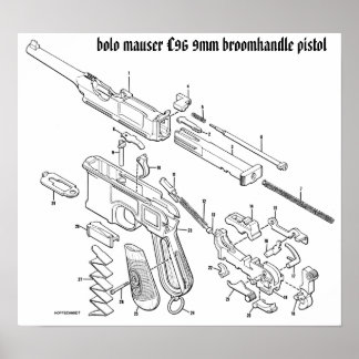 Poster à broomhandle Mauser C96 9mm