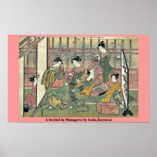 Poster A brothel in Shinagawa by Isoda,Koryusai
