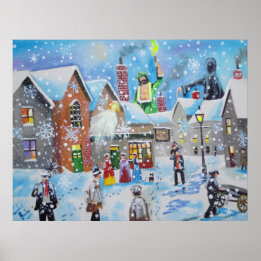 Poster a Christmas Carol Scrooge and the three ghosts