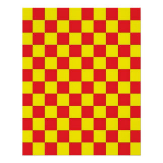 Poster À damiers rouge et jaune PERSONNALISABLE