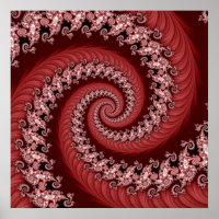Poster à double spirale rouge fractal