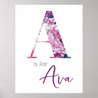 Poster A est pour la révélation du prénom de bébé Ava Flo