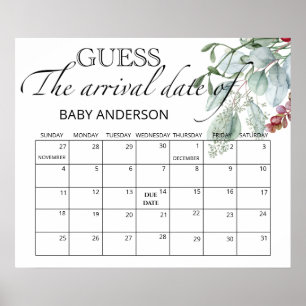Poster À feuillage persistant devinez le calendrier Date 