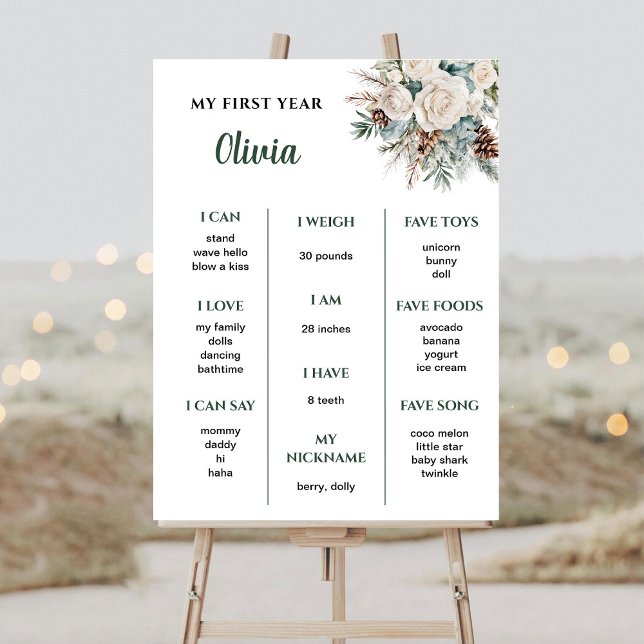 Poster À feuillage persistant hiver Premier anniversaire (Créateur téléchargé)