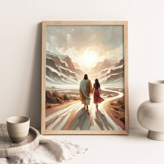 Poster A Journey of Faith, Christian Art, Jesus Walking