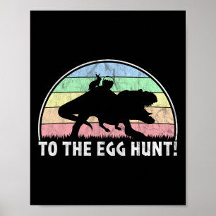 Poster À La Chasse Aux Oeufs - T-rex Bunny Dinosaure Pâqu