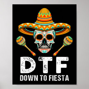 Poster A La Fête De Fiesta Drôle Mexicain Crâne Drôle Cin