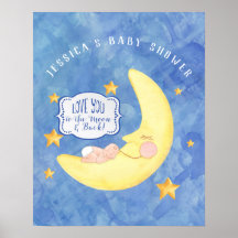 À la lune sur le Baby shower arrière aquarelle neu
