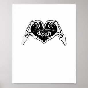 Poster À la mort - Squelette Coeur main