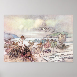 Poster À la recherche de bébés à eau par Warwick Goble