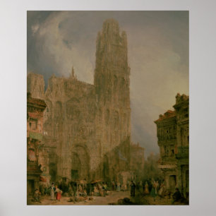 Poster À l'ouest avant de Notre Dame, Rouen