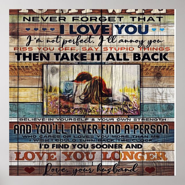 Poster À Ma Femme, Mère Lettre Cadeau Anniversaire, (Devant)