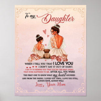 Poster À Ma Fille Cadeau, Fille Et Maman, Lettre D'Amour