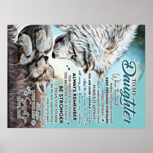 Poster À Ma Fille Lion Famille Cadeau, Fille Anniversaire