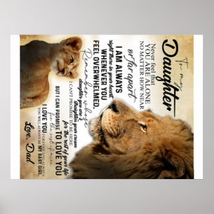 Poster À Ma Fille Lion Famille Cadeau, Fille Anniversaire