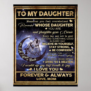 Poster À Ma Fille Papillons Cadeau, Fille Anniversaire