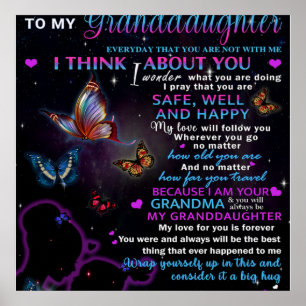 Poster À ma petite-fille Papillons Idée cadeau d'annivers