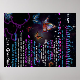 Poster À ma petite-fille Papillons Idée cadeau d'annivers
