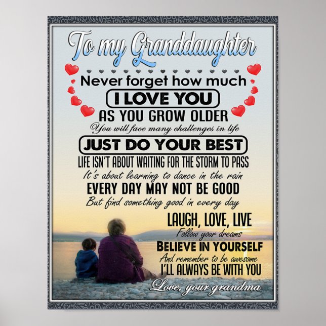 Poster À Ma Petite-Fille, Petite Fille Idée Cadeau Annive (Devant)