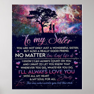 Poster À Ma Soeur Lady Girl Cadeau, Soeur Cadeau Annivers