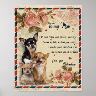 Poster À ma tante Dog Flower Cadeau, tante Cadeau d'anniv