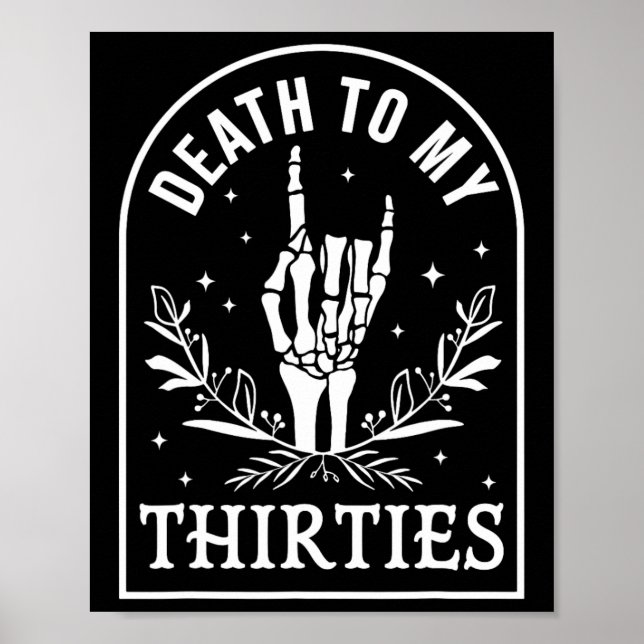 Poster À mes trente 40e anniversaire Squelette Gothique H (Devant)