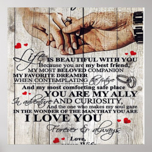 Poster À mon cadeau de design de mari   Lettre d'amour à 