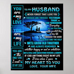 Poster À mon cadeau de mari, joli mari cadeau d'anniversa