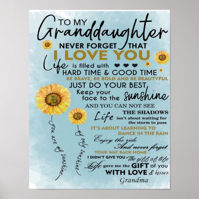 Poster À Mon Cadeau Grandgirl, Cadeau Anniversaire Grandk (Devant)