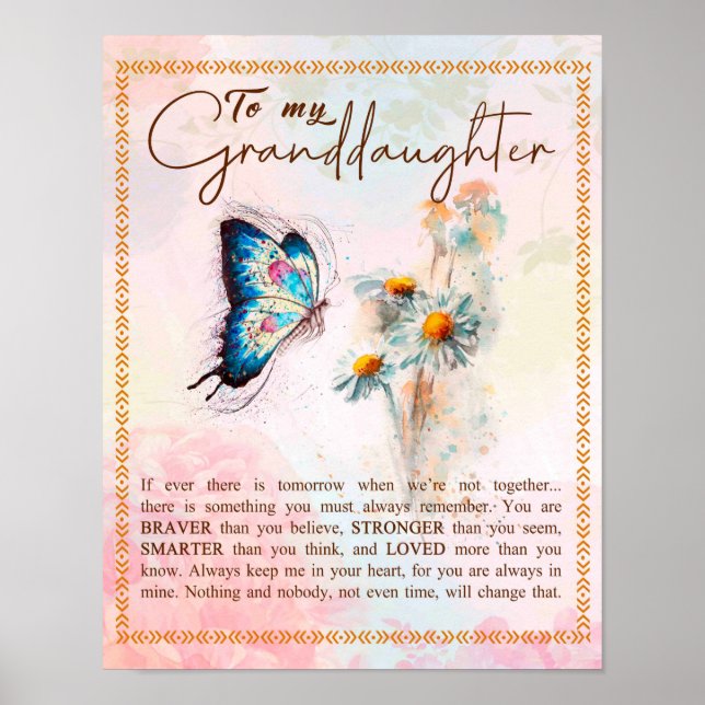 Poster À Mon Cadeau Petite-Fille, Beau Cadeau Papillon (Devant)