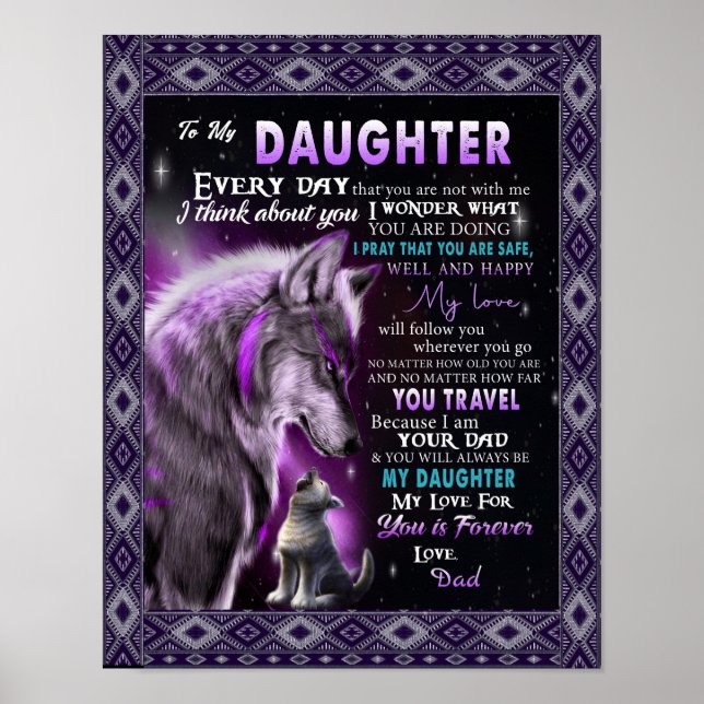 Poster À Mon Don Fille, Fille Et Papa, Amateurs De Loup (Devant)