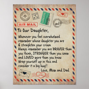 Poster À Mon Don Fille, Lettre D'Amour À Notre Fille