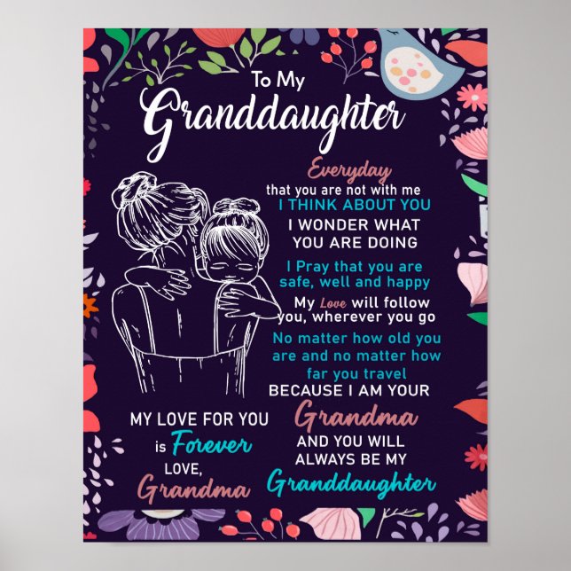 Poster À Mon Don Grandgirl De Grand-Mère, Amoureux Des Fl (Devant)