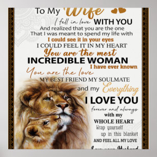 Poster À Mon Don Lion Femme, L'Idée Cadeau Amour Femme An