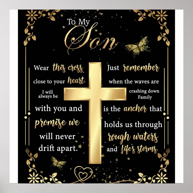 Poster À Mon Fils Cadeau, Amant Papillon, Lettre Fils Flo (Devant)