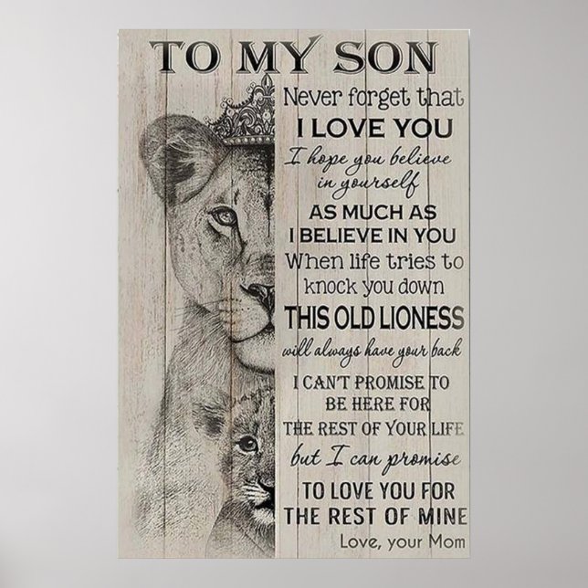 Poster à mon fils, cadeaux de jour pour les mères, amour  (Devant)