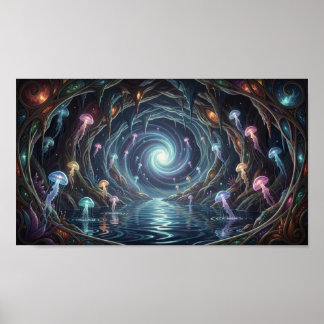 Poster A mystical portal shimmering within a hidden sea