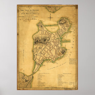 Poster A Plan of the Town of Boston Map (1775)