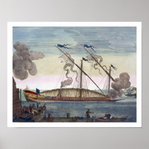 Poster A Royal Galley (Espagne ou Portuguese) rowed by sl