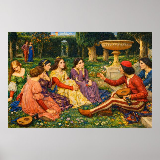 Poster A Tale from the Decameron by Waterhouse (Devant)